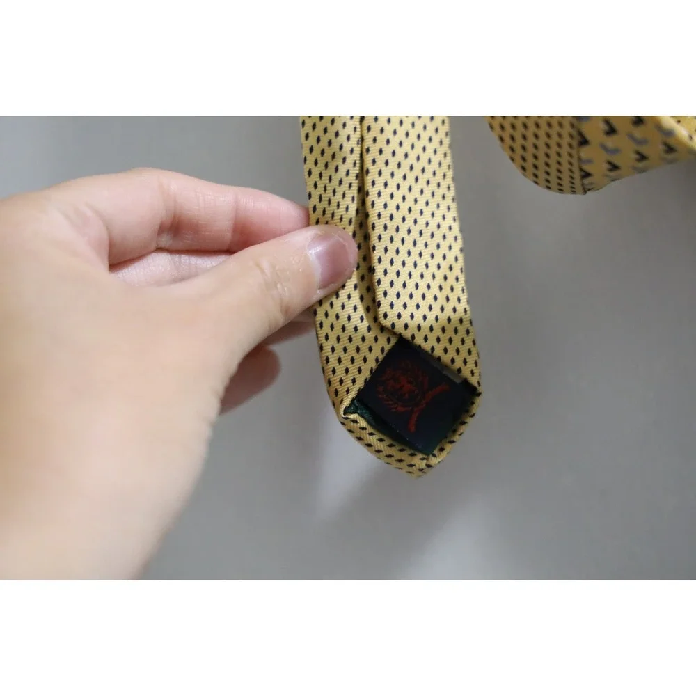 Tommy Hilfiger Mens Yellow Geometric Silk Necktie L-Pattern Made in USA